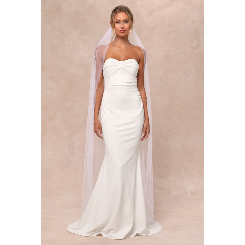 Lulus To Be Yours Ivory Strapless Pleated Mermaid Maxi Dress White - Size XS